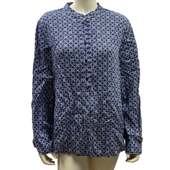 Talbots Womens Blouse‎ Blue Green Pattern Long Sleeve XL - Picture 4 of 5